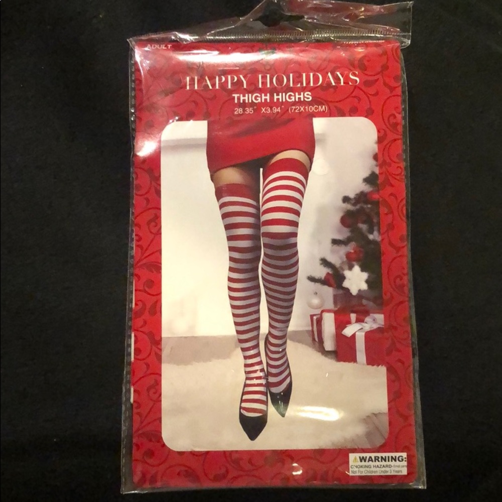 HappyHolidays Peppermint Candy Stripe Thigh Highs